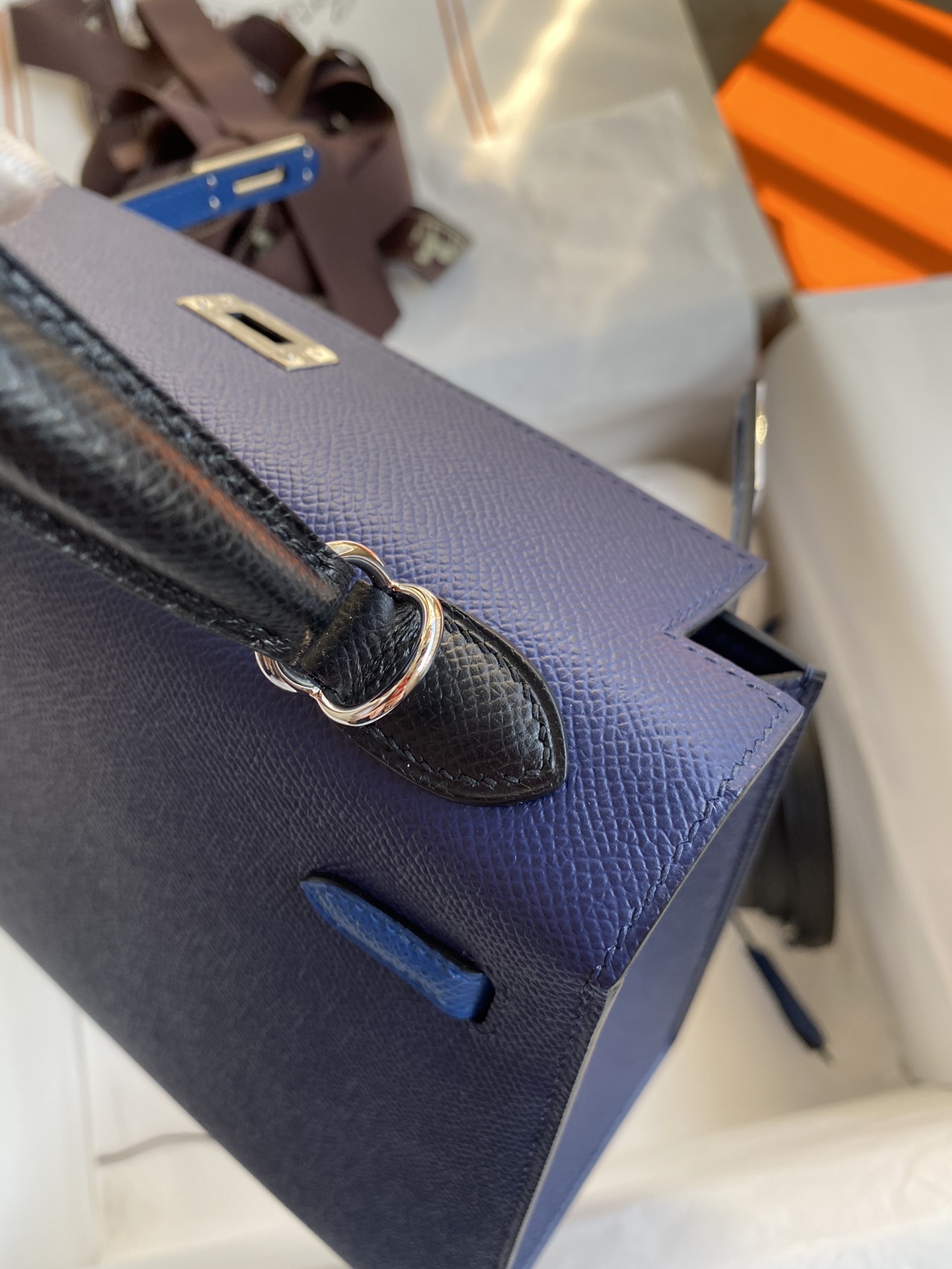 Hermes Kelly 25cm Handbag Shoulder Bag in Deep Blue Epsom Leather